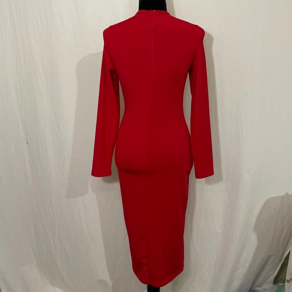 Red Body Con Midi Dress - Picture 2 of 5